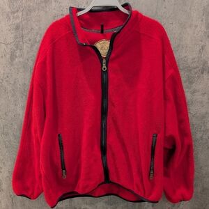 Woolrich Polartec Fleece Zip Up Sweatshirt Jacket, Vintage Red